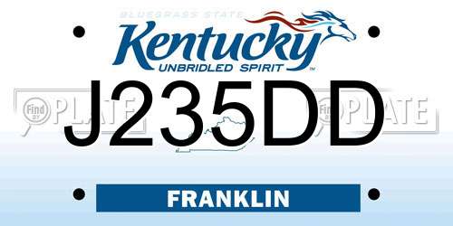 J235DD Kentucky License Plate