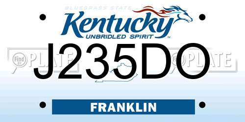J235DO Kentucky License Plate