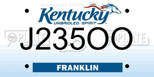 J235OO Kentucky License Plate