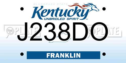 J238DO Kentucky License Plate