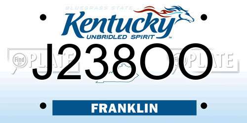 J238OO Kentucky License Plate