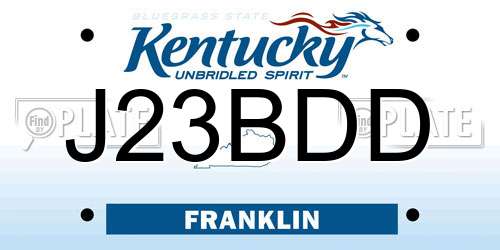 J23BDD Kentucky License Plate