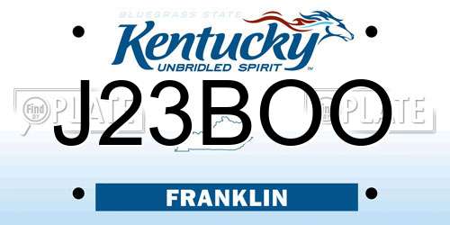 J23BOO Kentucky License Plate