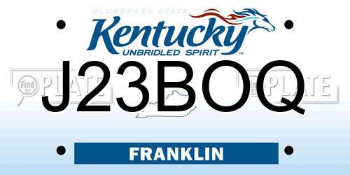 J23BOQ Kentucky License Plate