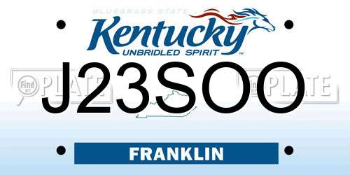 J23SOO Kentucky License Plate