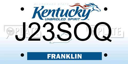 J23SOQ Kentucky License Plate