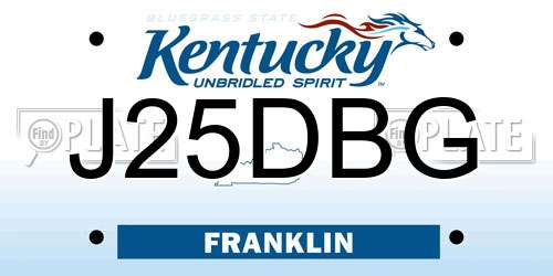 J25DBG Kentucky License Plate
