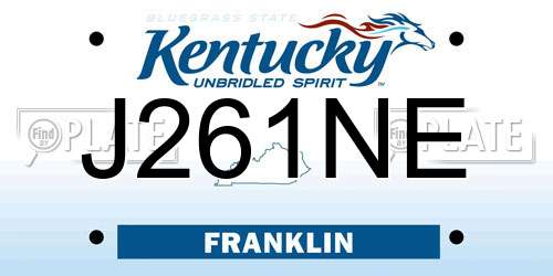 J261NE Kentucky License Plate