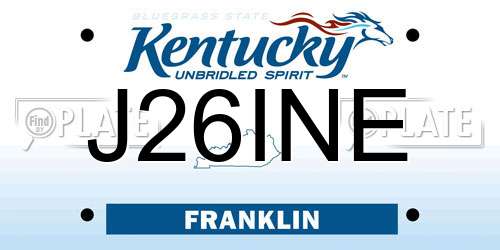 J26INE Kentucky License Plate