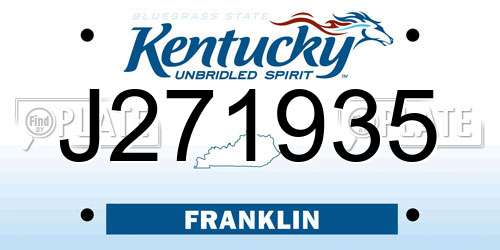 J271935 Kentucky License Plate