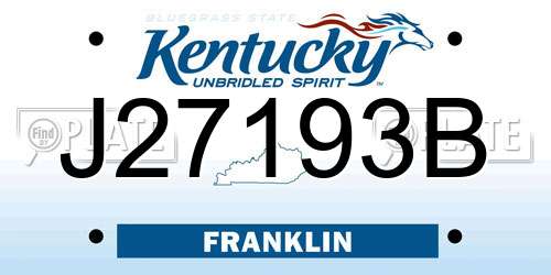 J27193B Kentucky License Plate