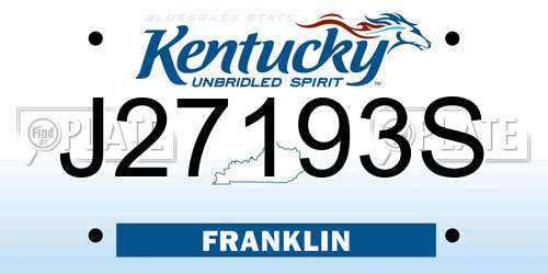 J27193S Kentucky License Plate