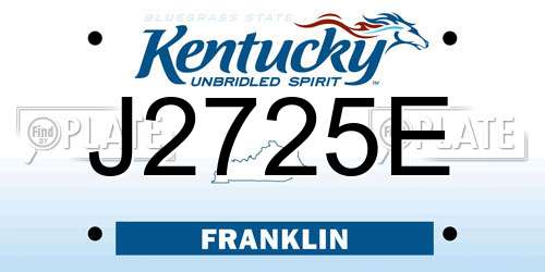 J2725E Kentucky License Plate