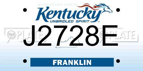 J2728E Kentucky License Plate