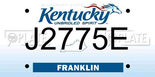 J2775E Kentucky License Plate