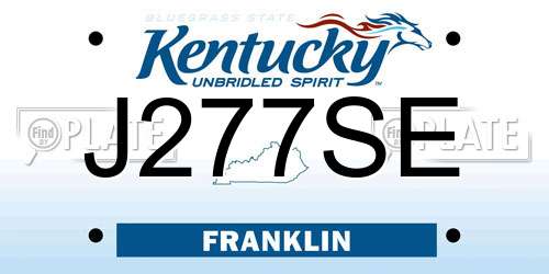 J277SE Kentucky License Plate