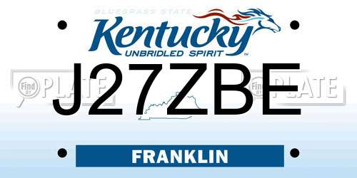 J27ZBE Kentucky License Plate
