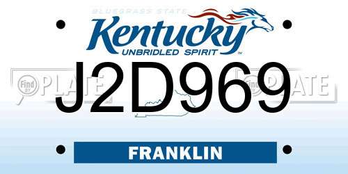 J2D969 Kentucky License Plate