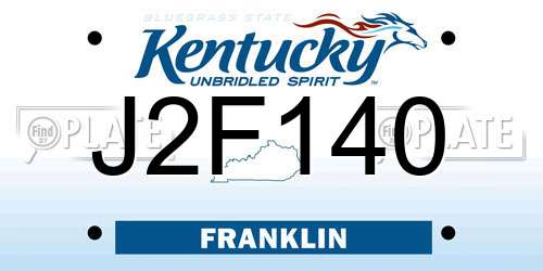 J2F140 Kentucky License Plate
