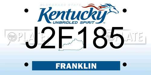 J2F185 Kentucky License Plate