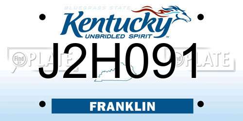 J2H091 Kentucky License Plate