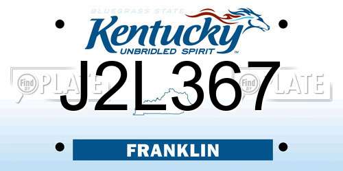 J2L367 Kentucky License Plate