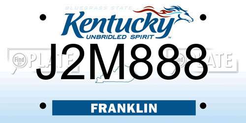 J2M888 Kentucky License Plate