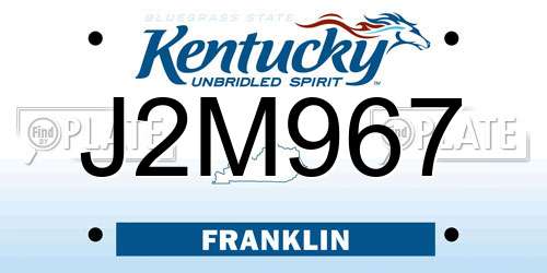 J2M967 Kentucky License Plate