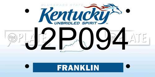 J2P094 Kentucky License Plate