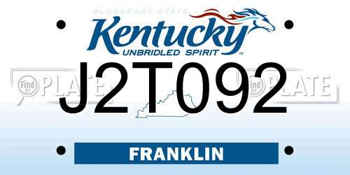 J2T092 Kentucky License Plate