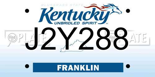 J2Y288 Kentucky License Plate