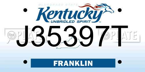 J35397T Kentucky License Plate