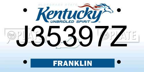 J35397Z Kentucky License Plate