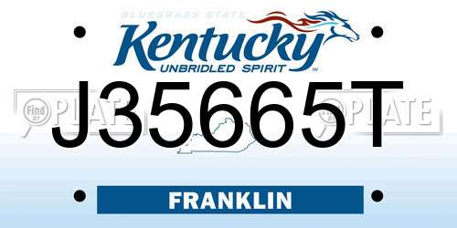 J35665T Kentucky License Plate