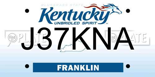 J37KNA Kentucky License Plate