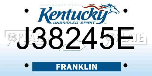J38245E Kentucky License Plate