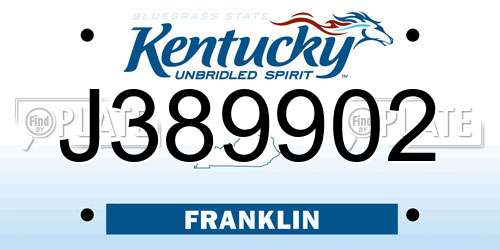 J389902 Kentucky License Plate