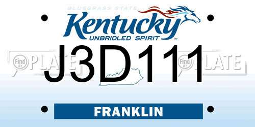 J3D111 Kentucky License Plate