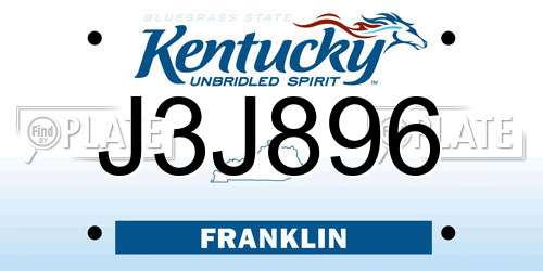 J3J896 Kentucky License Plate