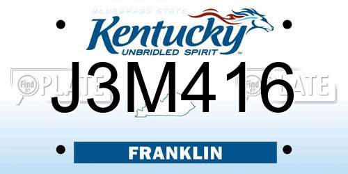 J3M416 Kentucky License Plate
