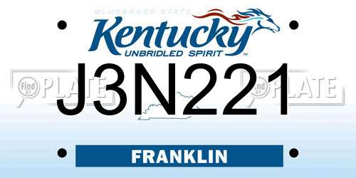 J3N221 Kentucky License Plate