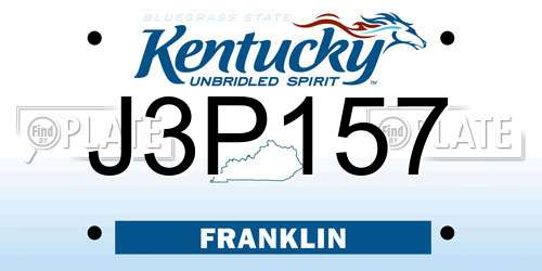 J3P157 Kentucky License Plate
