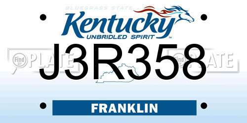 J3R358 Kentucky License Plate