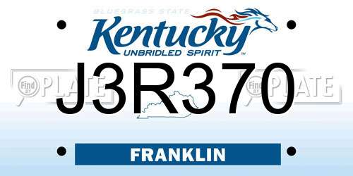 J3R370 Kentucky License Plate