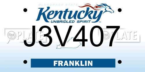 J3V407 Kentucky License Plate