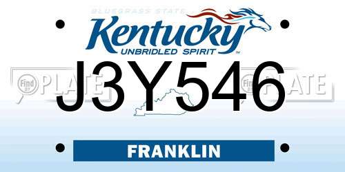 J3Y546 Kentucky License Plate