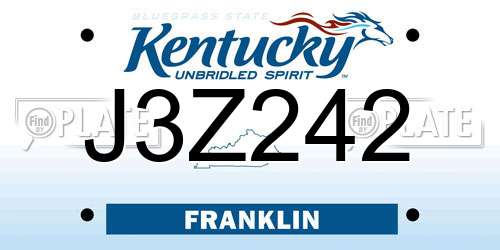 J3Z242 Kentucky License Plate