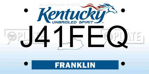 J41FEQ Kentucky License Plate