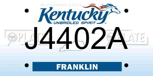 J4402A Kentucky License Plate