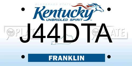 J44DTA Kentucky License Plate